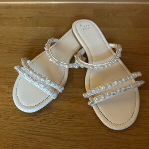 a new day White Sandals with Pearl Straps